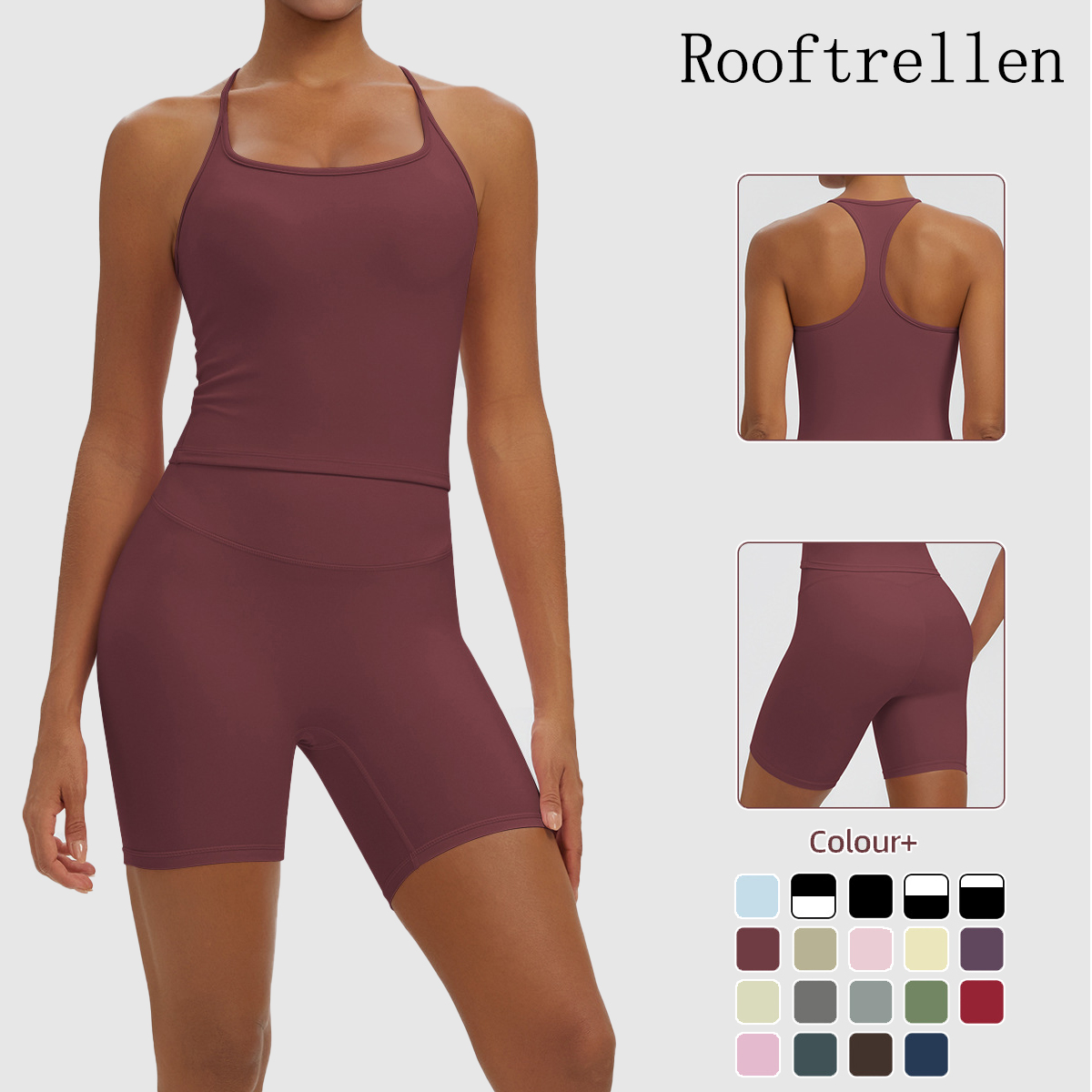 Yoga Fitness Body - Rooftrellen 2PCS Sexy Solid Color Yoga