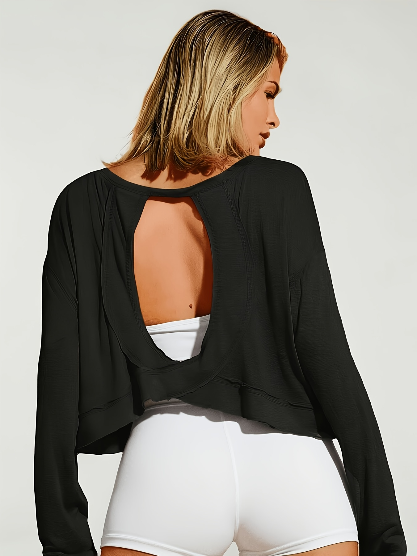 Loose Long-Sleeve T-Shirt with - Fitness Yoga Only For Women ulasan dan harga