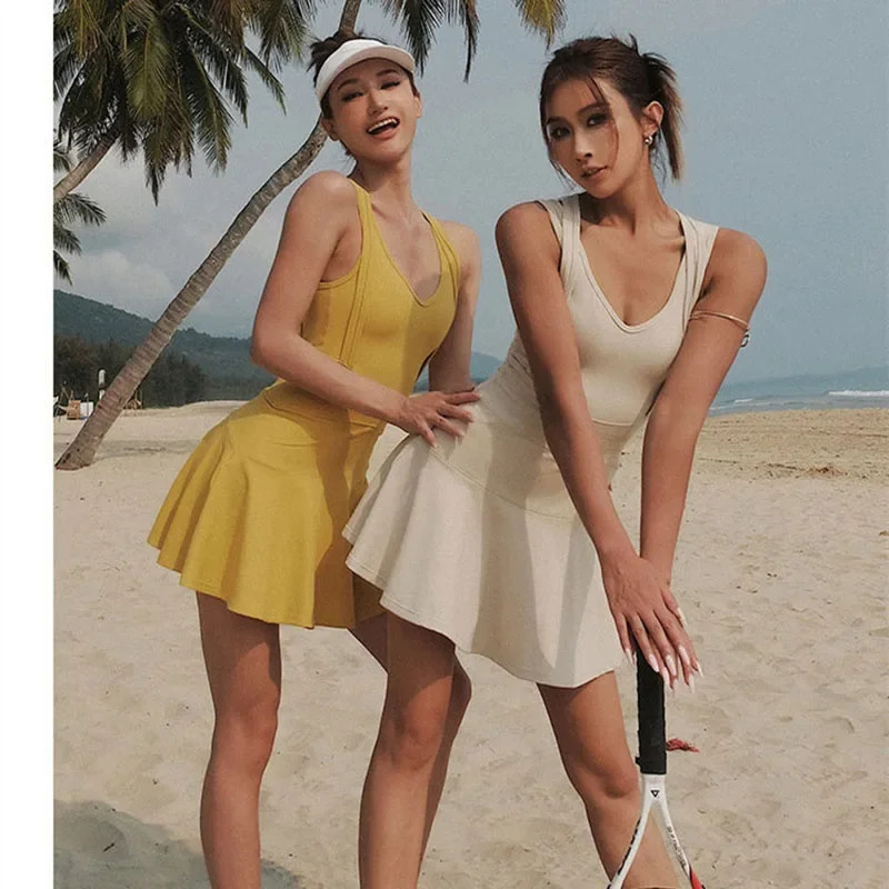 Tennis Dress Female Sleeveless - Yoga Fitness Hoodie ulasan dan harga